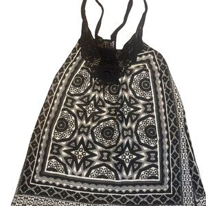 Chic Black and White Geometric Halter Top